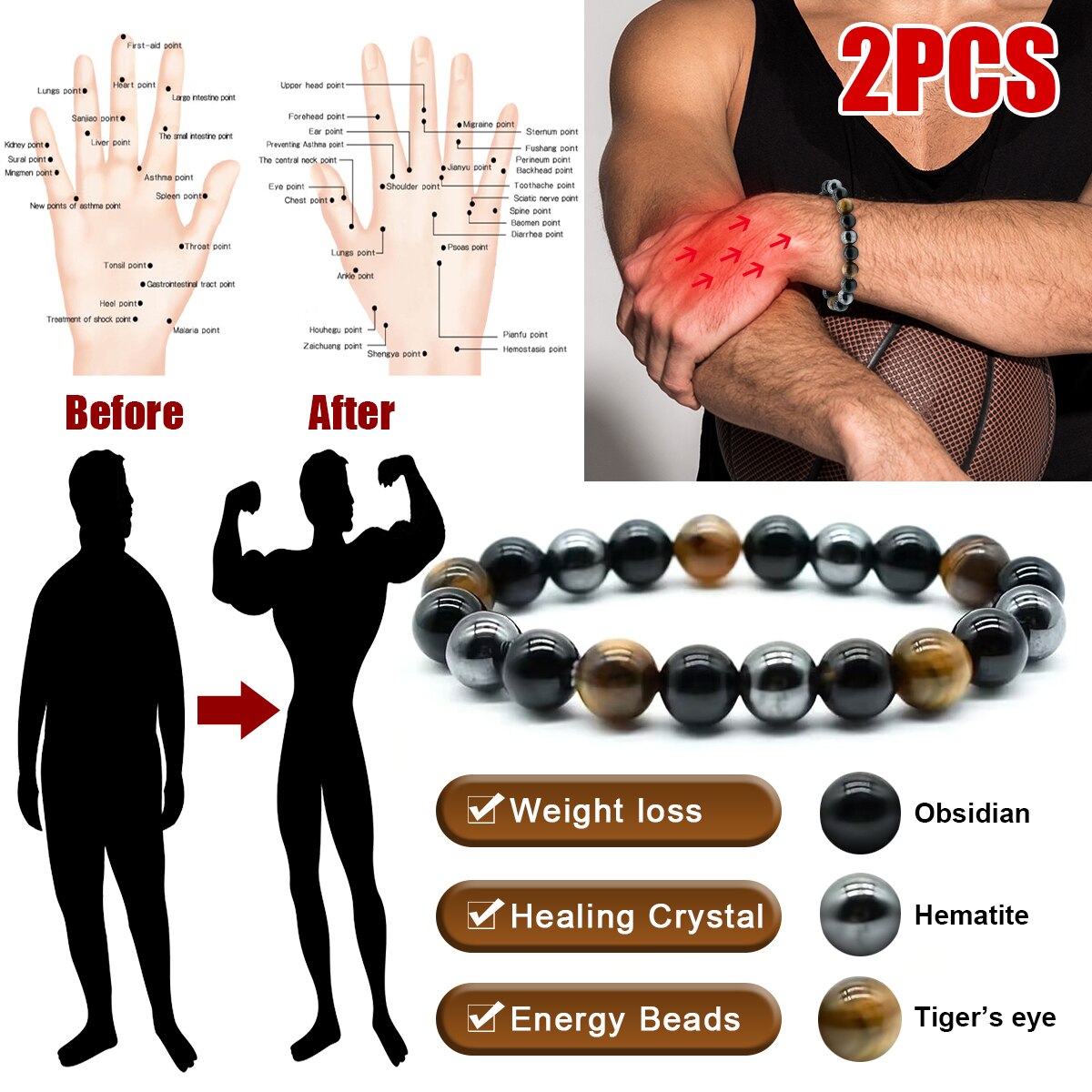Coordinates Bracelet - 2 ، سوار حماية ثلاثي-عين النمر